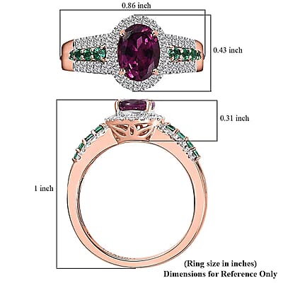 Certified & Appraised Luxoro AAA Radiant Ember Garnet, Boyaca Colombian Emerald and G-H I2 Diamond 1.93 ctw Ring in 10K Rose Gold (Size 8.0)