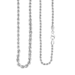 Artisan Crafted Platinum Over Sterling Silver Link Chain Necklace 24 Inches 26.2 Grams