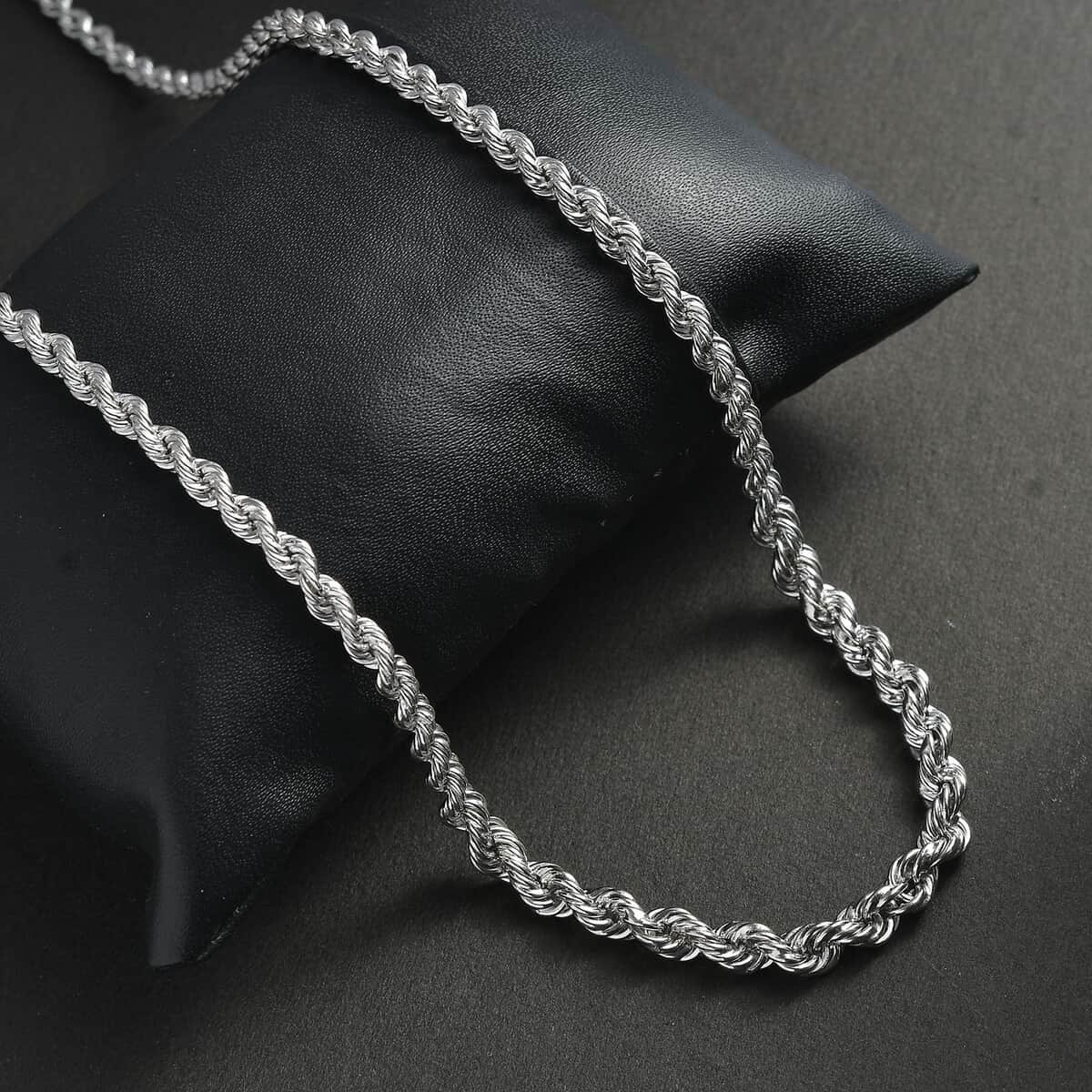 Artisan Crafted Platinum Over Sterling Silver Link Chain Necklace 24 Inches 26.2 Grams image number 1