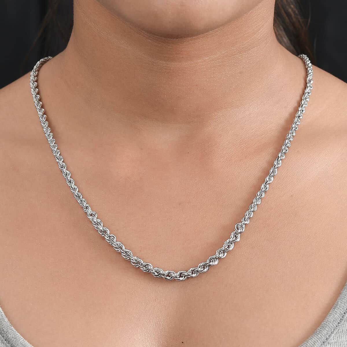 Artisan Crafted Platinum Over Sterling Silver Link Chain Necklace 24 Inches 26.2 Grams image number 2