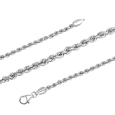 Artisan Crafted Platinum Over Sterling Silver Link Chain Necklace 24 Inches 26.2 Grams