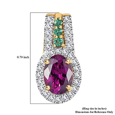 Certified & Appraised Luxoro 10K Rose Gold AAA Radiant Ember Garnet, Boyaca Colombian Emerald and G-H I2 Diamond Pendant without Chain 2.08 ctw