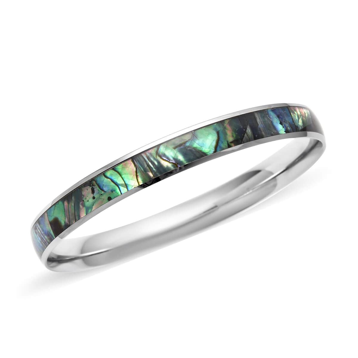 Abalone Shell Bangle Bracelet in Stainless Steel, Enamel Bracelet, Fashion Beach Jewelry For Women, Gift For Her (7.25 In) image number 0