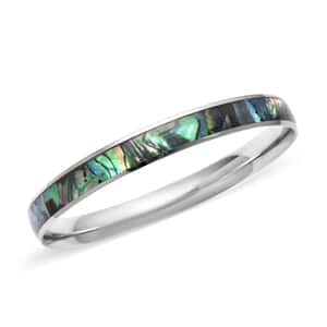 Abalone Shell Bangle Bracelet in Stainless Steel, Enamel Bracelet, Fashion Beach Jewelry For Women, Gift For Her (6.50 In)