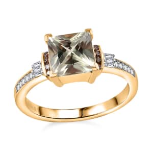 Luxoro 14K Yellow Gold AAA Turkizite, I2 Natural Champagne and White Diamond Vintage Ring (Size 7.0) 2.10 ctw