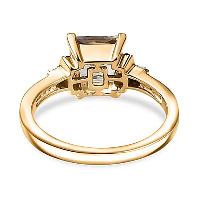 Luxoro AAA Turkizite, I2 Natural Champagne and White Diamond 2.10 ctw Vintage Ring in 14K Yellow Gold (Size 7.0)