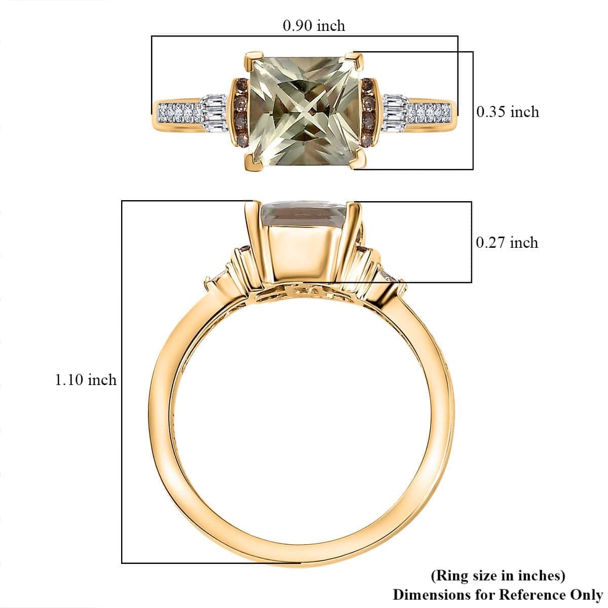 TLV Luxoro 14K Yellow Gold AAA Turkizite, Natural Champagne and White Diamond (I2) Ring (Size 7.0) 2.25 ctw image number 5