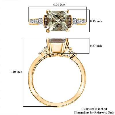 Luxoro AAA Turkizite, I2 Natural Champagne and White Diamond 2.10 ctw Vintage Ring in 14K Yellow Gold (Size 7.0)