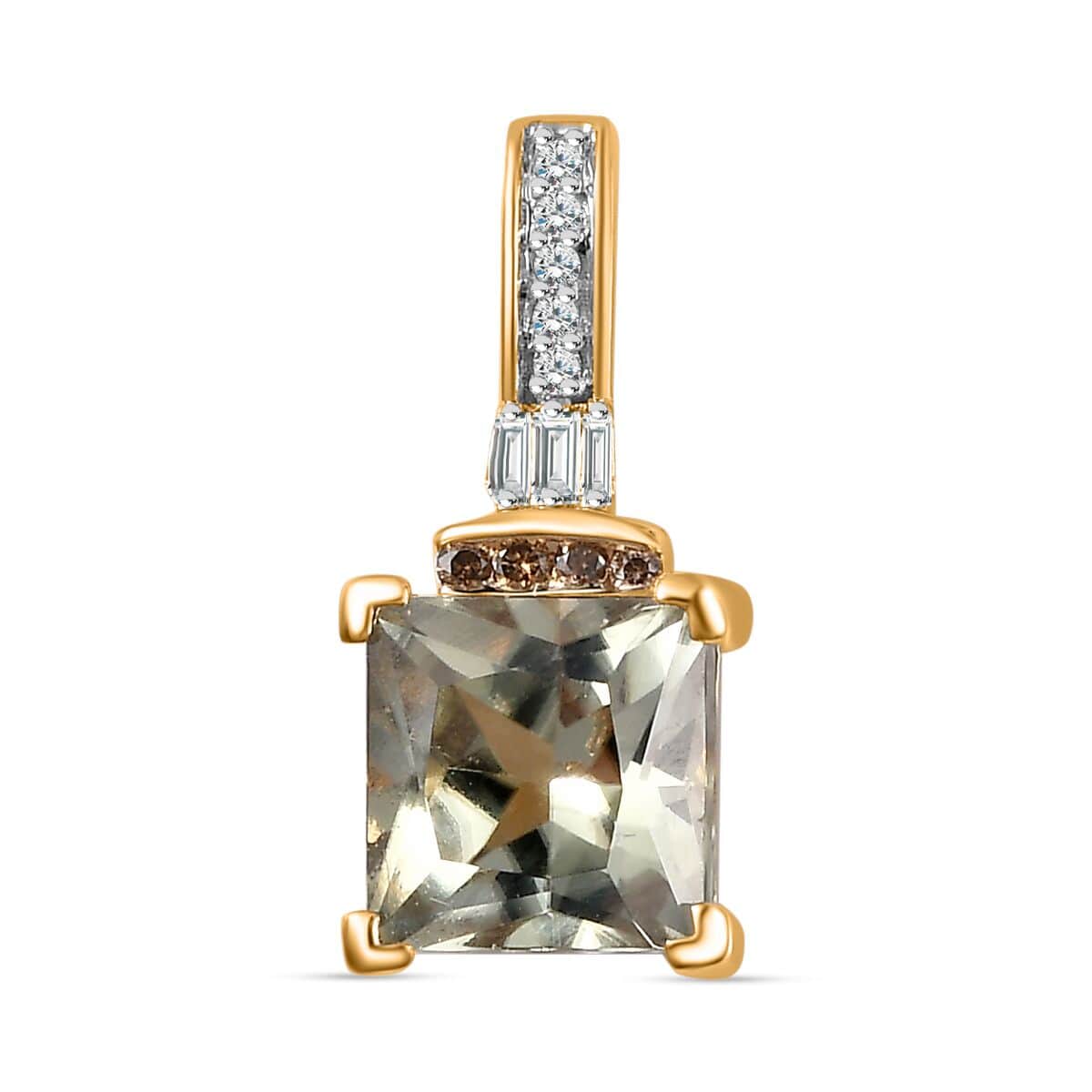 Luxoro 14K Yellow Gold AAA Turkizite, I2 Natural Champagne and White Diamond Vintage Pendant 2.00 ctw image number 0