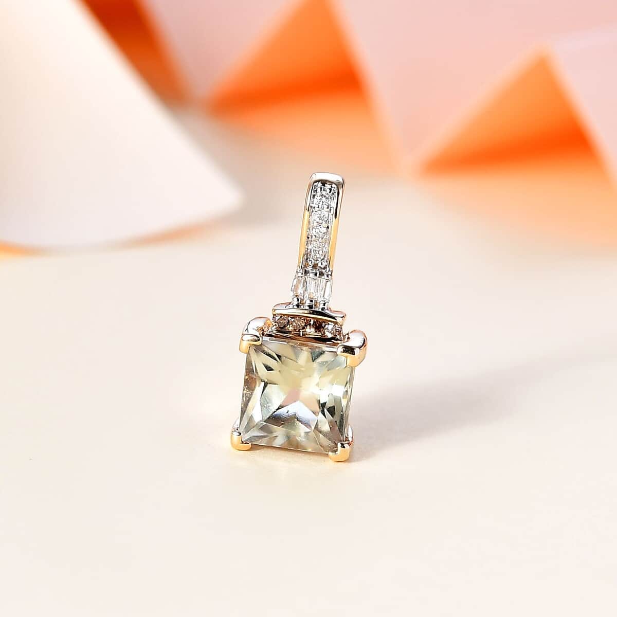 Luxoro 14K Yellow Gold AAA Turkizite, I2 Natural Champagne and White Diamond Vintage Pendant 2.00 ctw image number 1