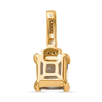 Luxoro 14K Yellow Gold AAA Turkizite, I2 Natural Champagne and White Diamond Vintage Pendant without Chain 2.00 ctw