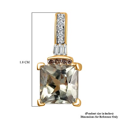 Luxoro 14K Yellow Gold AAA Turkizite, I2 Natural Champagne and White Diamond Vintage Pendant without Chain 2.00 ctw