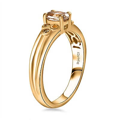 AAA Turkizite and Yellow Sapphire Wide Shank Ring in 18K Vermeil Yellow Gold Over Sterling Silver (Size 5.0) 0.65 ctw