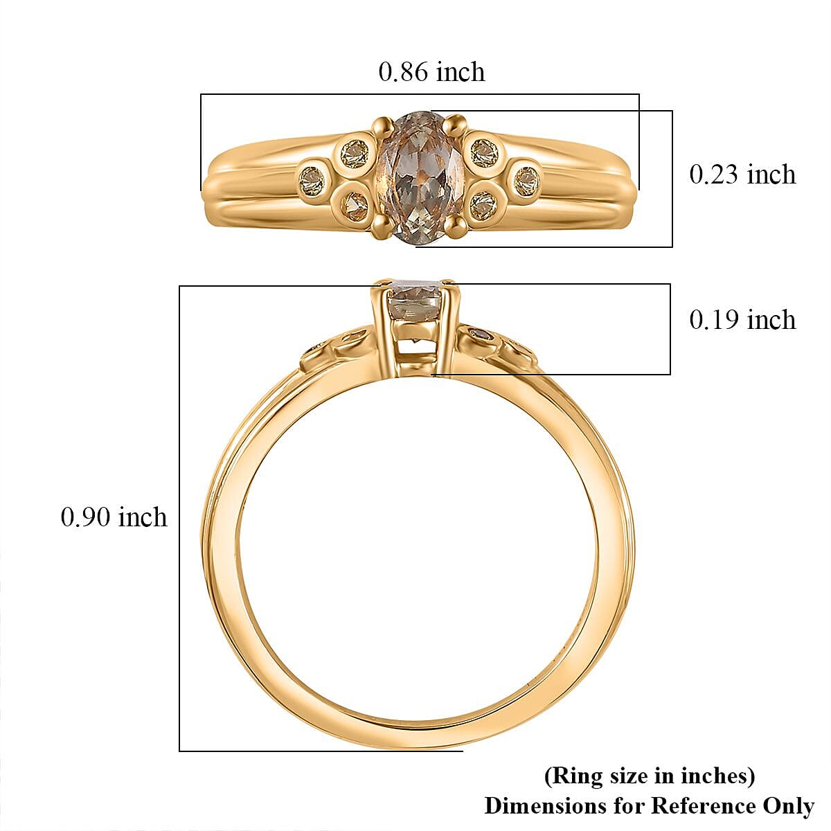 AAA Turkizite and Yellow Sapphire Wide Shank Ring in 18K Vermeil Yellow Gold Over Sterling Silver (Size 7.0) 0.65 ctw