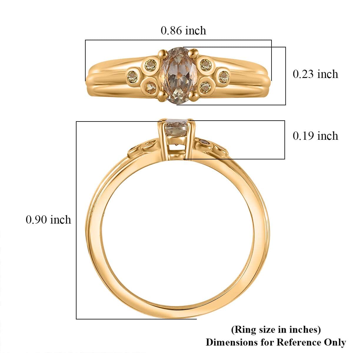 AAA Turkizite and Yellow Sapphire Wide Shank Ring in 18K Vermeil Yellow Gold Over Sterling Silver (Size 7.0) 0.65 ctw image number 5