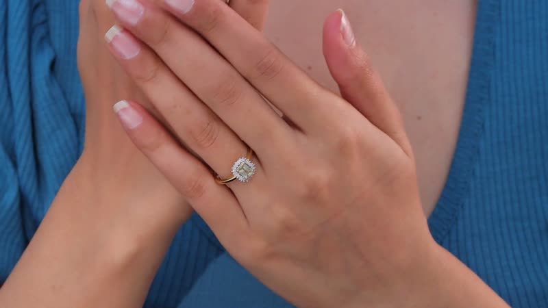 AAA Turkizite, Diamond Halo Ring in 18K Vermeil YG Over Sterling Silver (Size 5.0) 0.80 ctw