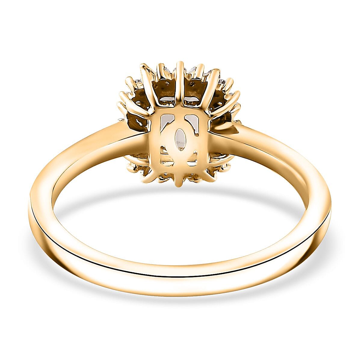 AAA Turkizite and Diamond Sunburst Ring in 18K Vermeil Yellow Gold Over Sterling Silver (Size 5.0) 0.80 ctw