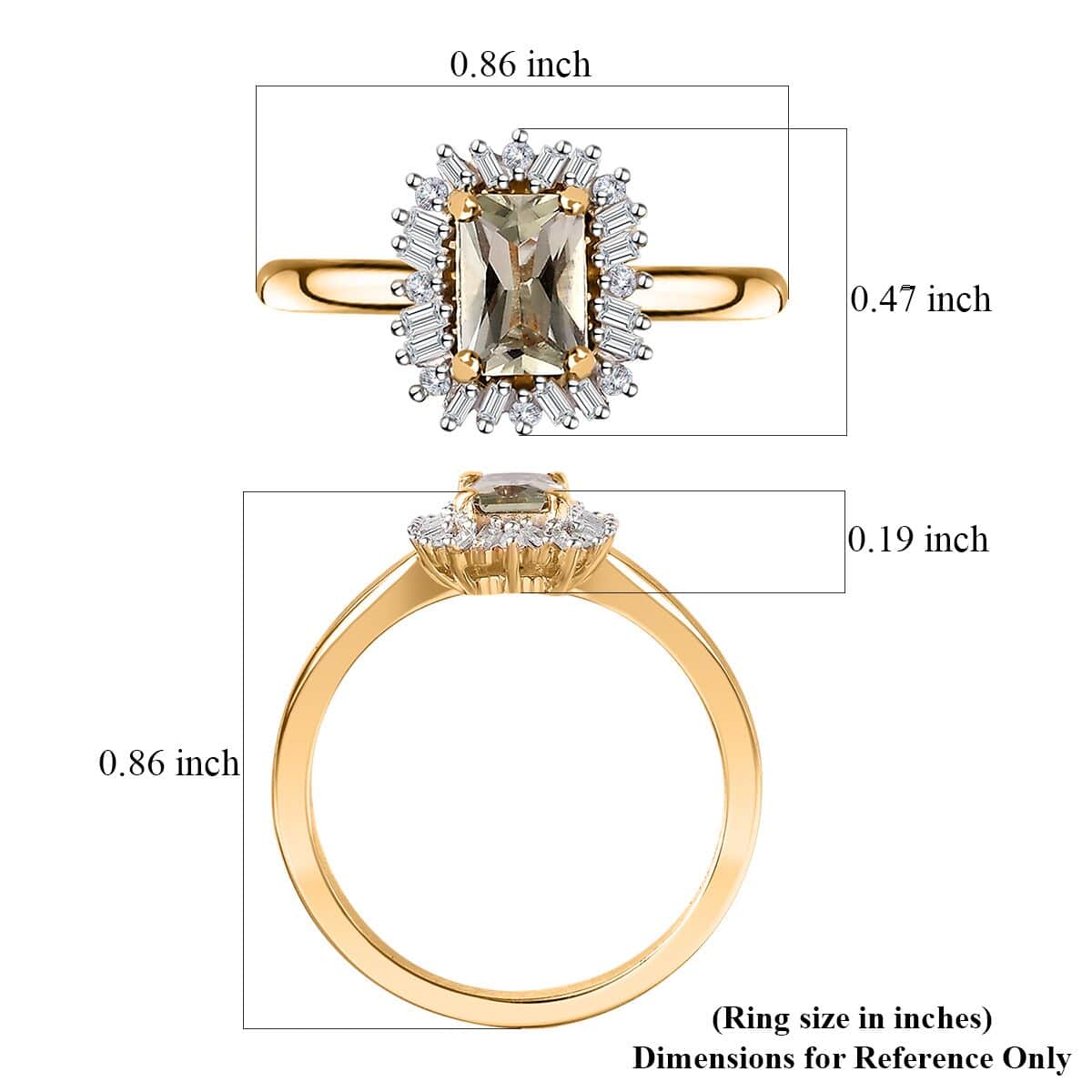 AAA Turkizite, Diamond Halo Ring in 18K Vermeil YG Over Sterling Silver (Size 5.0) 0.80 ctw image number 5