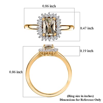 AAA Turkizite and Diamond Sunburst Ring in 18K Vermeil Yellow Gold Over Sterling Silver (Size 5.0) 0.80 ctw