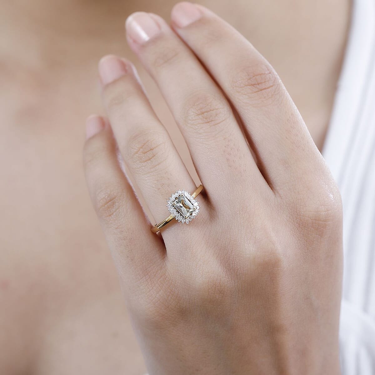 AAA Turkizite and Diamond Sunburst Ring in 18K Vermeil Yellow Gold Over Sterling Silver (Size 6.0) 0.80 ctw image number 2