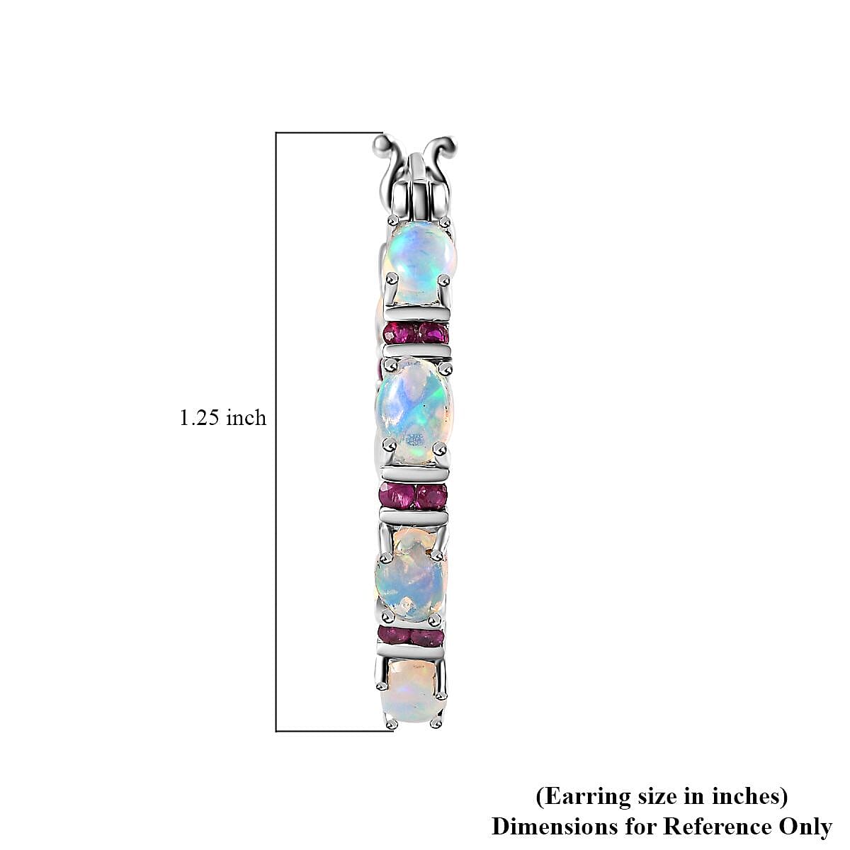 D'Joy Premium Ethiopian Welo Opal and Ruby Hoop Earrings in Platinum Over Sterling Silver 5.40 ctw