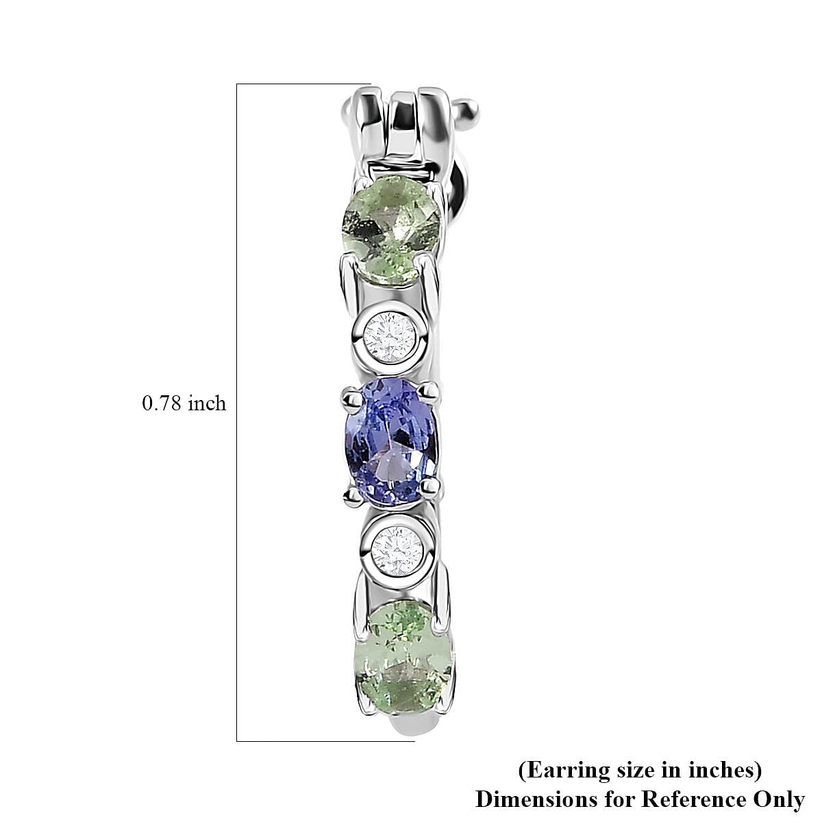 Brazilian Mint Garnet and Multi Gemstone Art Deco Hoop Earrings in Rhodium Over Sterling Silver 1.15 ctw
