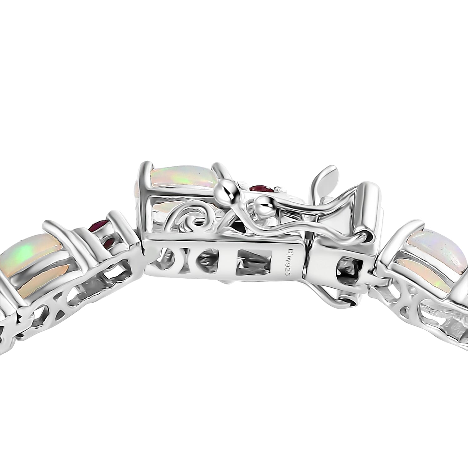Premium Ethiopian Welo Opal and Niassa Ruby (FF) Bracelet in Platinum Over Sterling Silver (6.50 In) 7.20 ctw