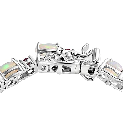 Premium Ethiopian Welo Opal and Niassa Ruby (FF) Bracelet in Platinum Over Sterling Silver (6.50 In) 7.20 ctw