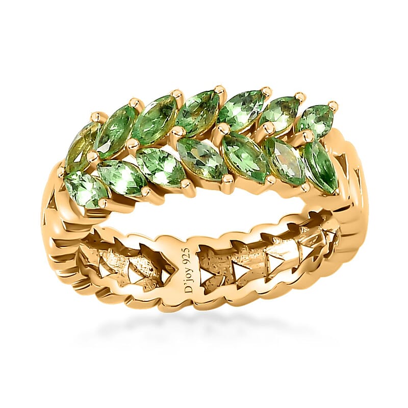Brazilian Mint Garnet Leaf Ring in 18K Vermeil Yellow Gold Over Sterling Silver (Size 6.0) 1.25 ctw