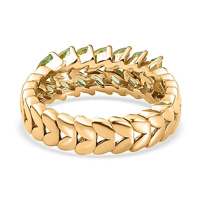 Brazilian Mint Garnet Leaf Ring in 18K Vermeil Yellow Gold Over Sterling Silver (Size 6.0) 1.25 ctw