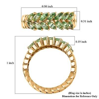 Brazilian Mint Garnet Leaf Ring in 18K Vermeil Yellow Gold Over Sterling Silver (Size 6.0) 1.25 ctw