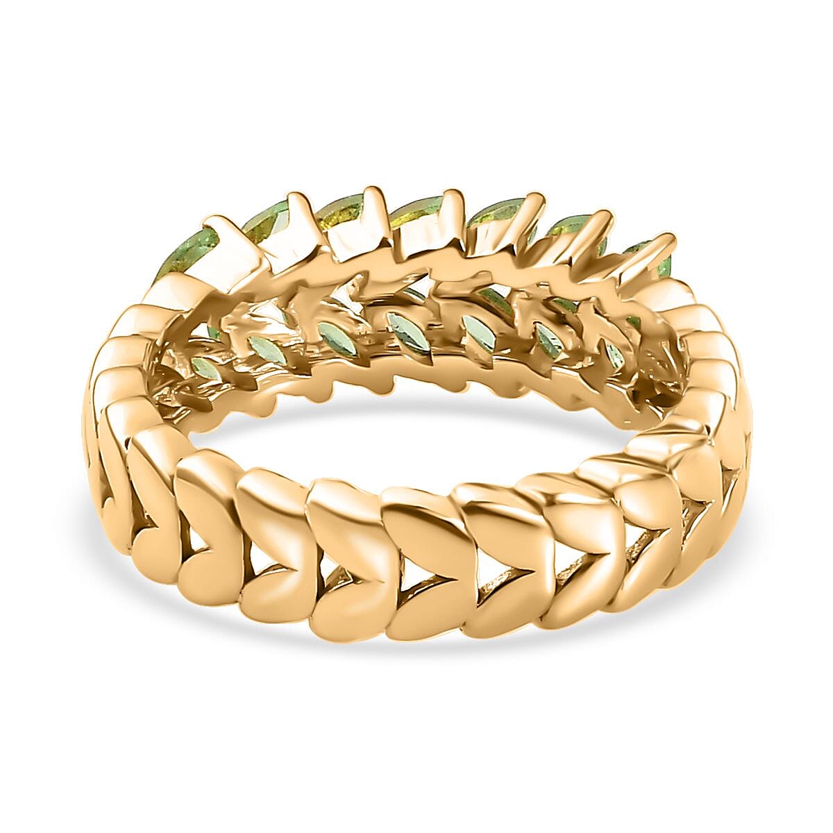 Brazilian Mint Garnet Leaf Ring in 18K Vermeil Yellow Gold Over Sterling Silver (Size 9.0) 1.25 ctw image number 4