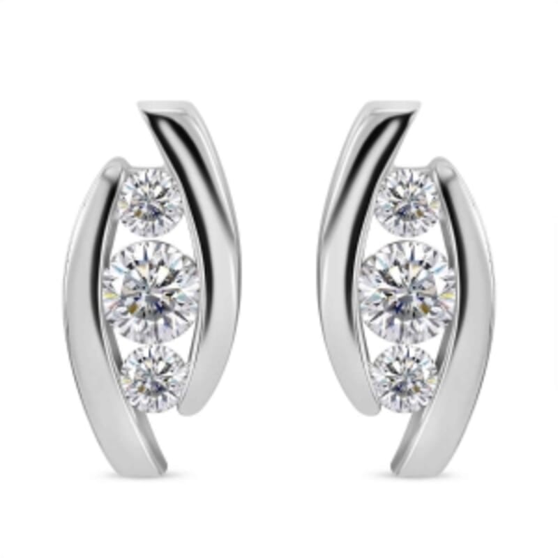 Simulated Diamond 2.23 ctw Earrings in Rhodium Over Sterling Silver