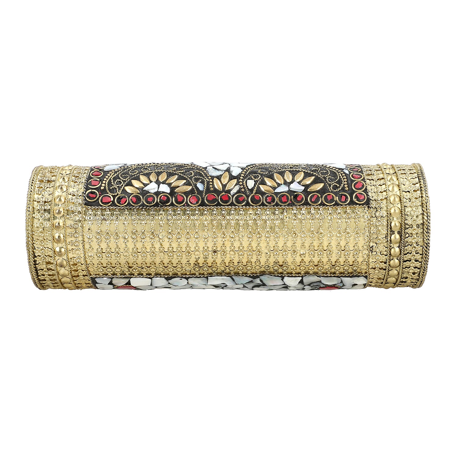 Handmade MOP Inlay and Beads Work Metal Cluth Sling Bag - Golden