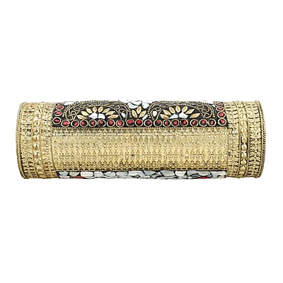 Handmade MOP Inlay and Beads Work Metal Cluth Sling Bag - Golden
