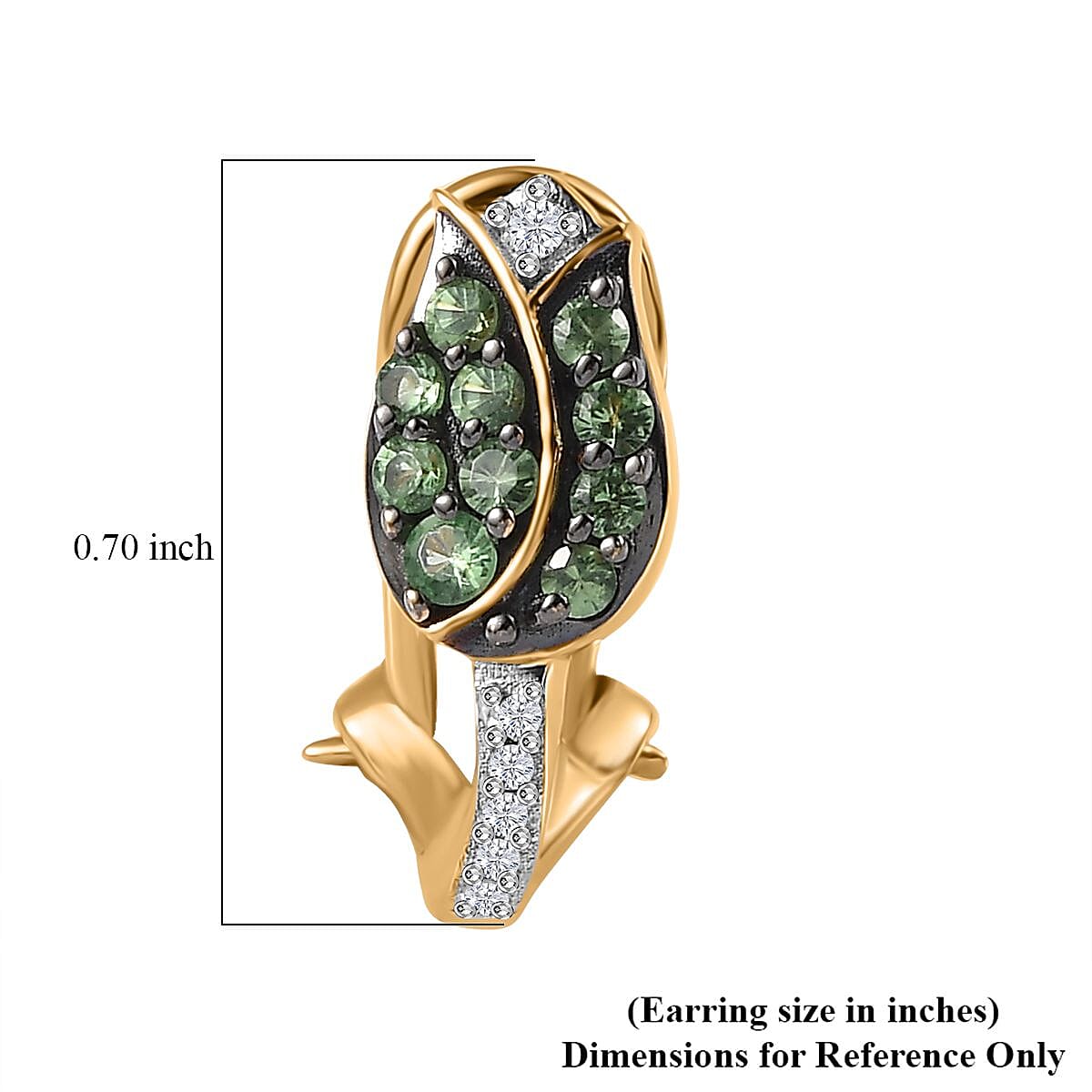 Brazilian Mint Garnet and Moissanite Tulip Flower Earrings in 18K Vermeil Yellow Gold Over Sterling Silver 0.70 ctw
