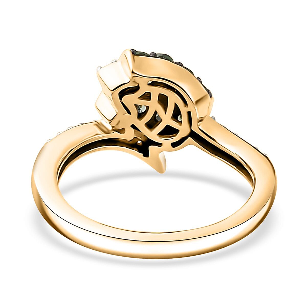 Brazilian Mint Garnet and Moissanite Tulip Flower Ring in 18K Vermeil Yellow Gold Over Sterling Silver (Size 5.0) 0.60 ctw image number 4