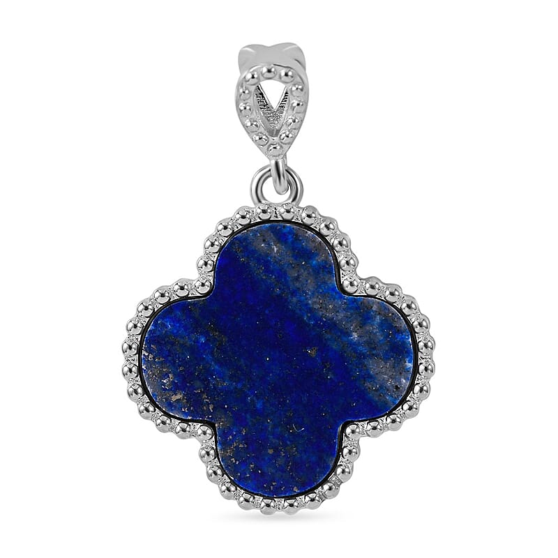 Lapis Lazuli 5.00 ctw Pendant without Chain in Rhodium Over Sterling 