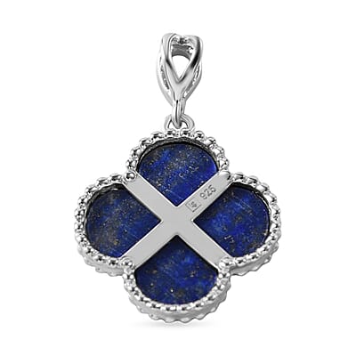 Lapis Lazuli 5.00 ctw Pendant without Chain in Rhodium Over Sterling 