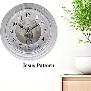 Set of 2, White Jesus Wall Clock - 1 AA Battery Not Include