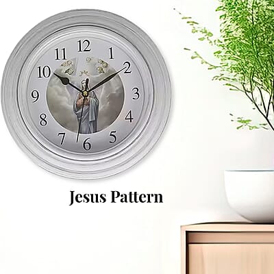 Set of 2, White Jesus Wall Clock - 1 AA Battery Not Include