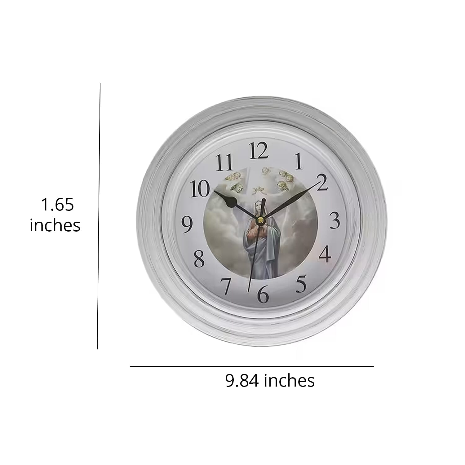 Set of 2, White Jesus Wall Clock - 1 AA Battery Not Include