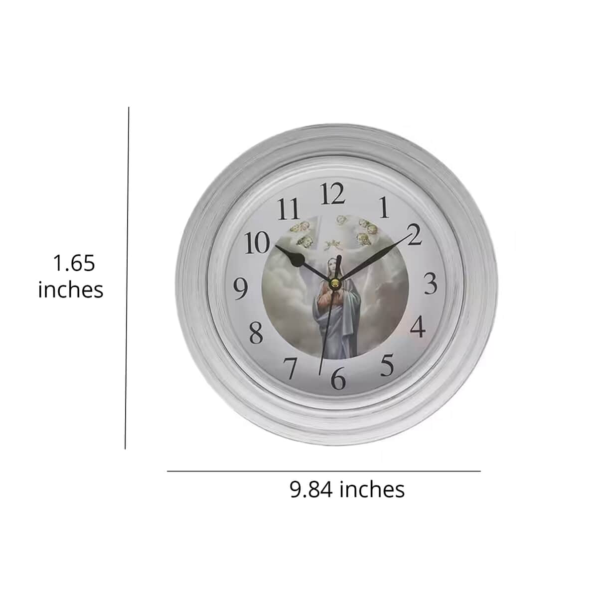 Set of 2, White Jesus Wall Clock - 1 AA Battery Not Include image number 5