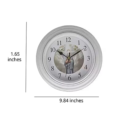 Set of 2, White Jesus Wall Clock - 1 AA Battery Not Include