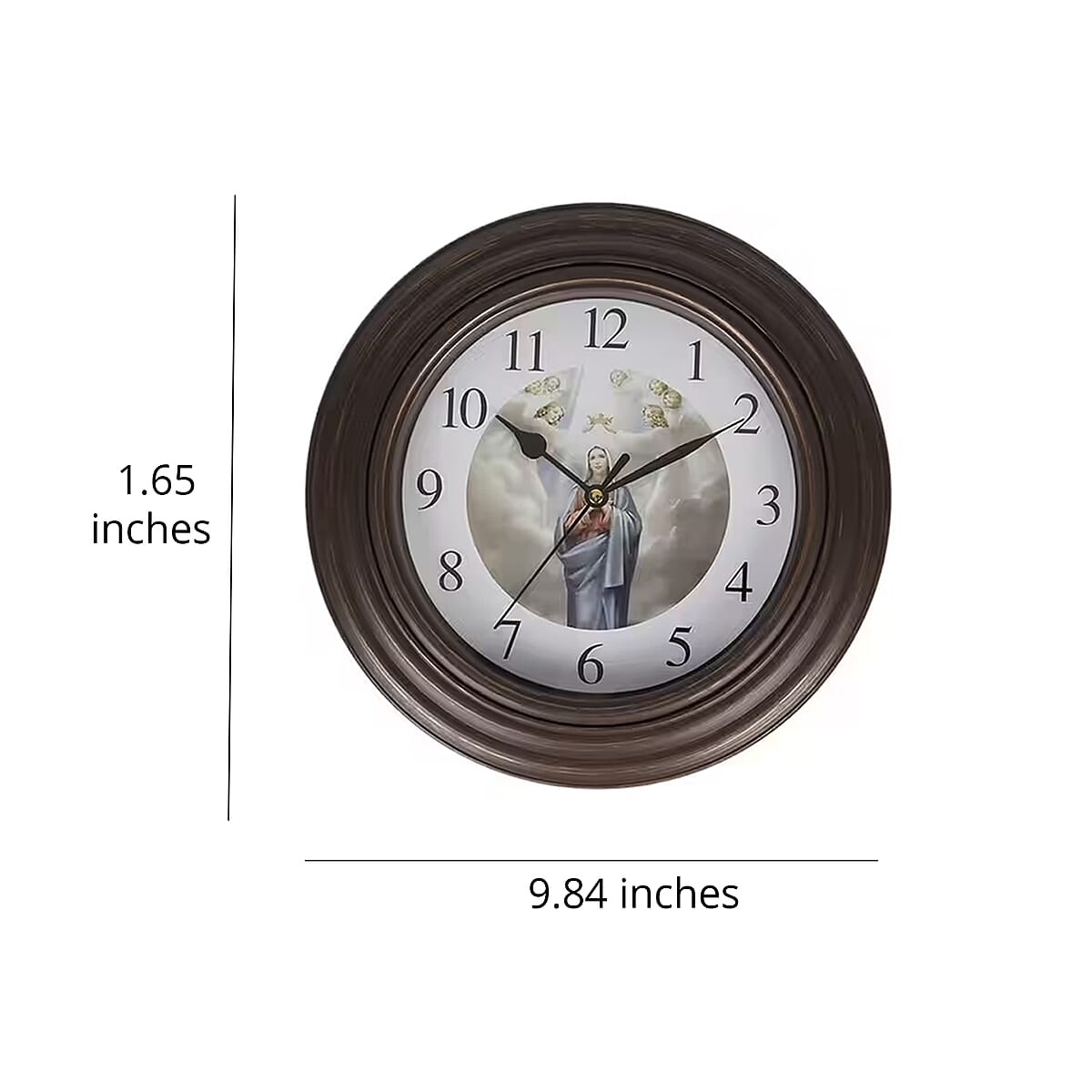 Set of 2, Brown Jesus Wall Clock - 1 AA Battery Not Include image number 4