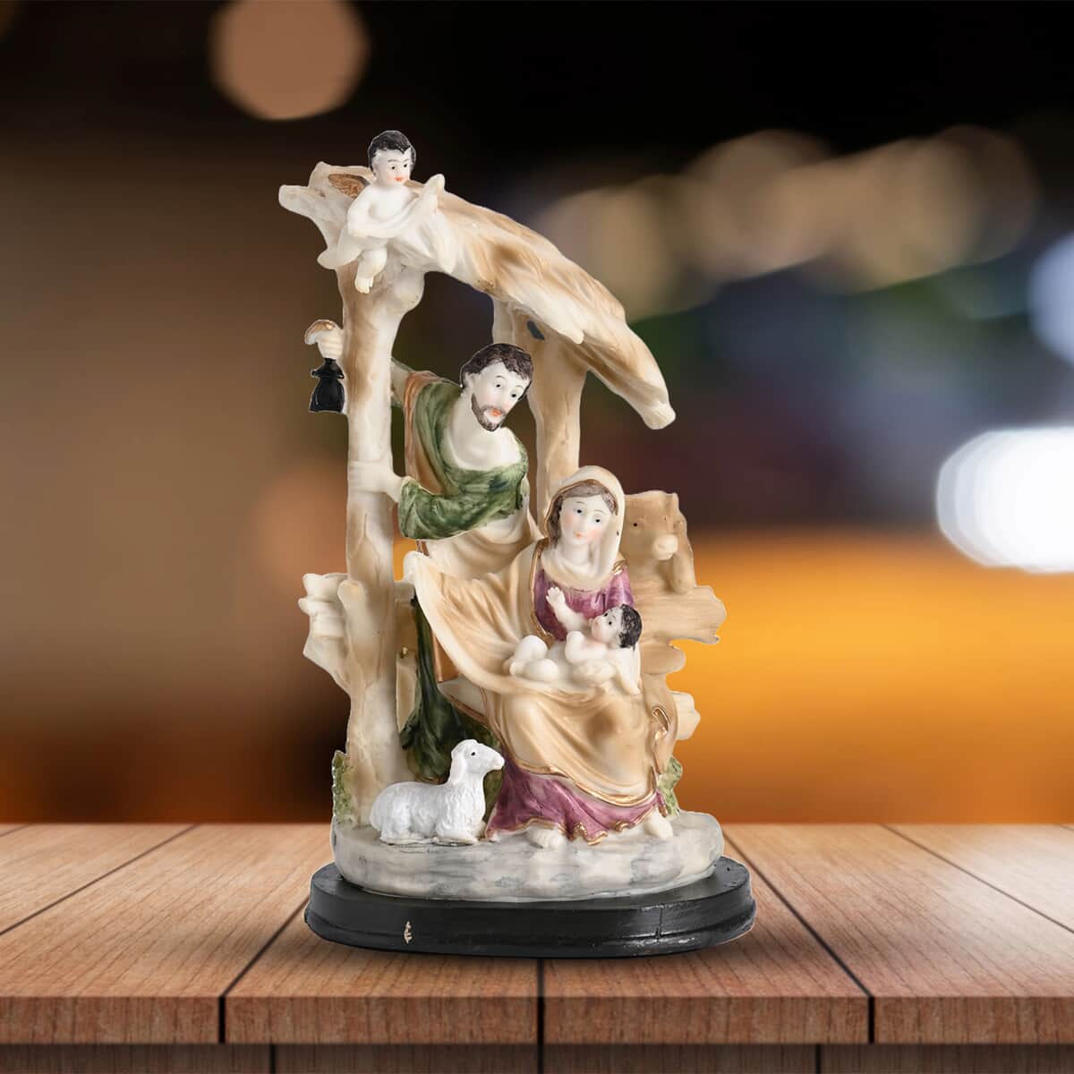 Statue of the Holy Family, Cupid, and Lamb Religious Ornament image number 1