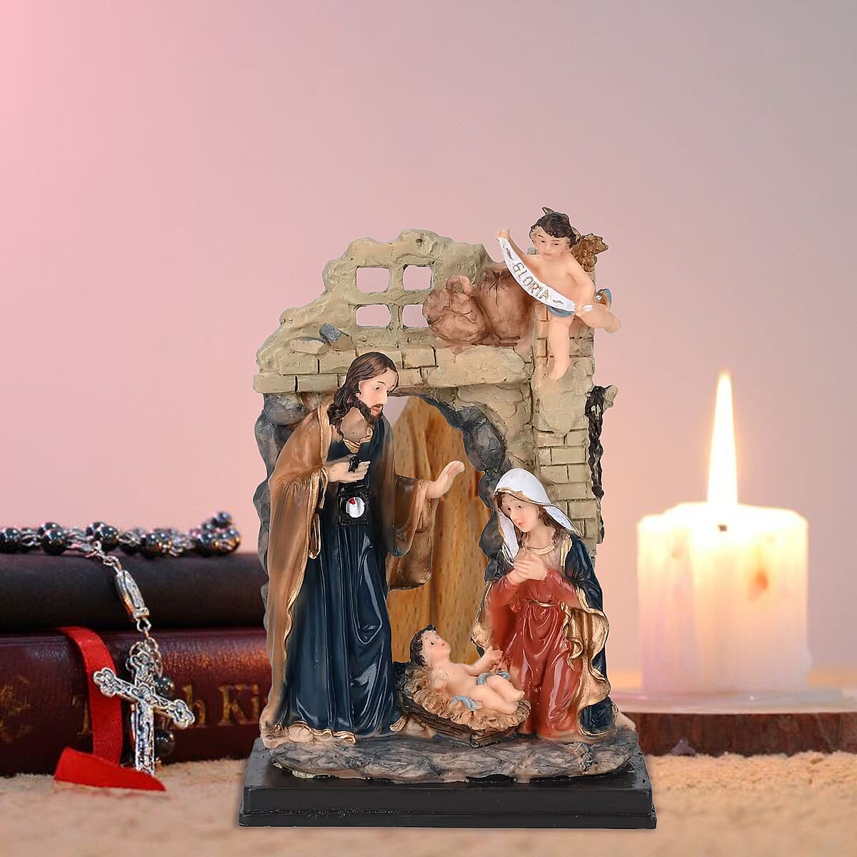 Statue of the Holy Family and Cupid Religious Ornament image number 1