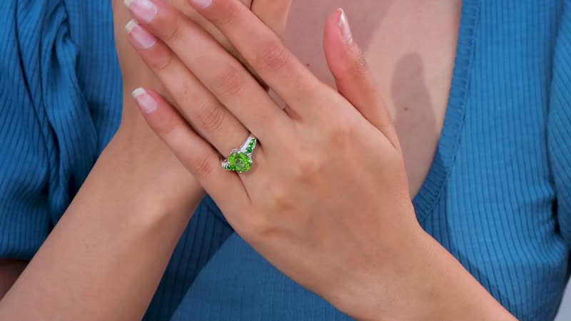 Peridot, Multi Gemstone Ring in Rhodium Over Sterling Silver (Size 6.0) 4.50 ctw