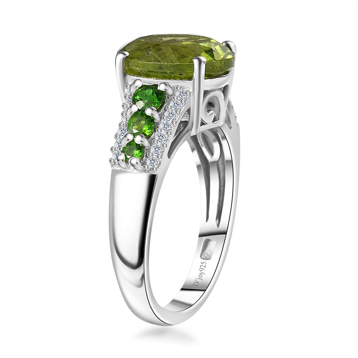 Hebei Peridot and Multi Gemstone Ring in Rhodium Over Sterling Silver (Size 9.0) 4.50 ctw image number 3