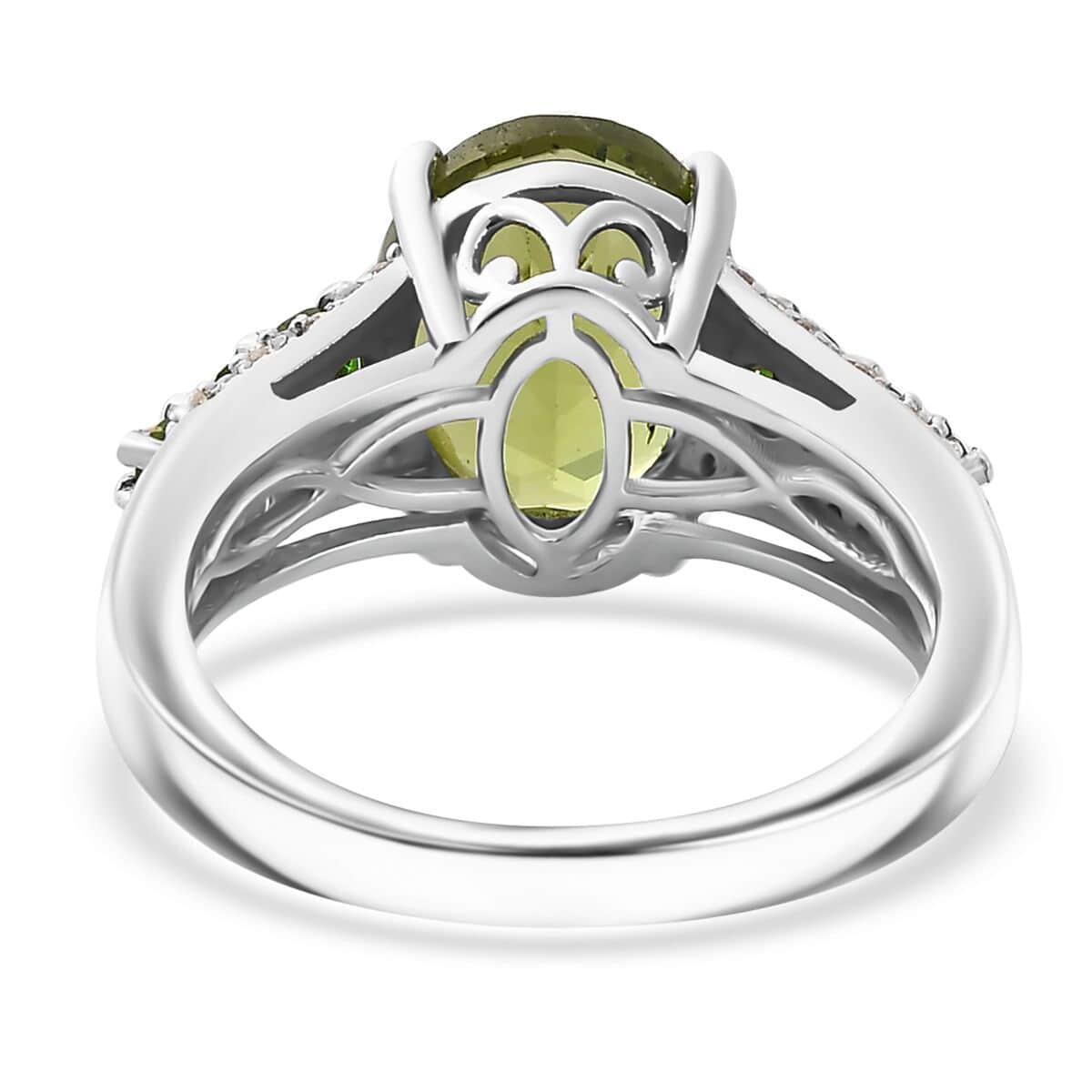 Hebei Peridot and Multi Gemstone Ring in Rhodium Over Sterling Silver (Size 9.0) 4.50 ctw image number 4